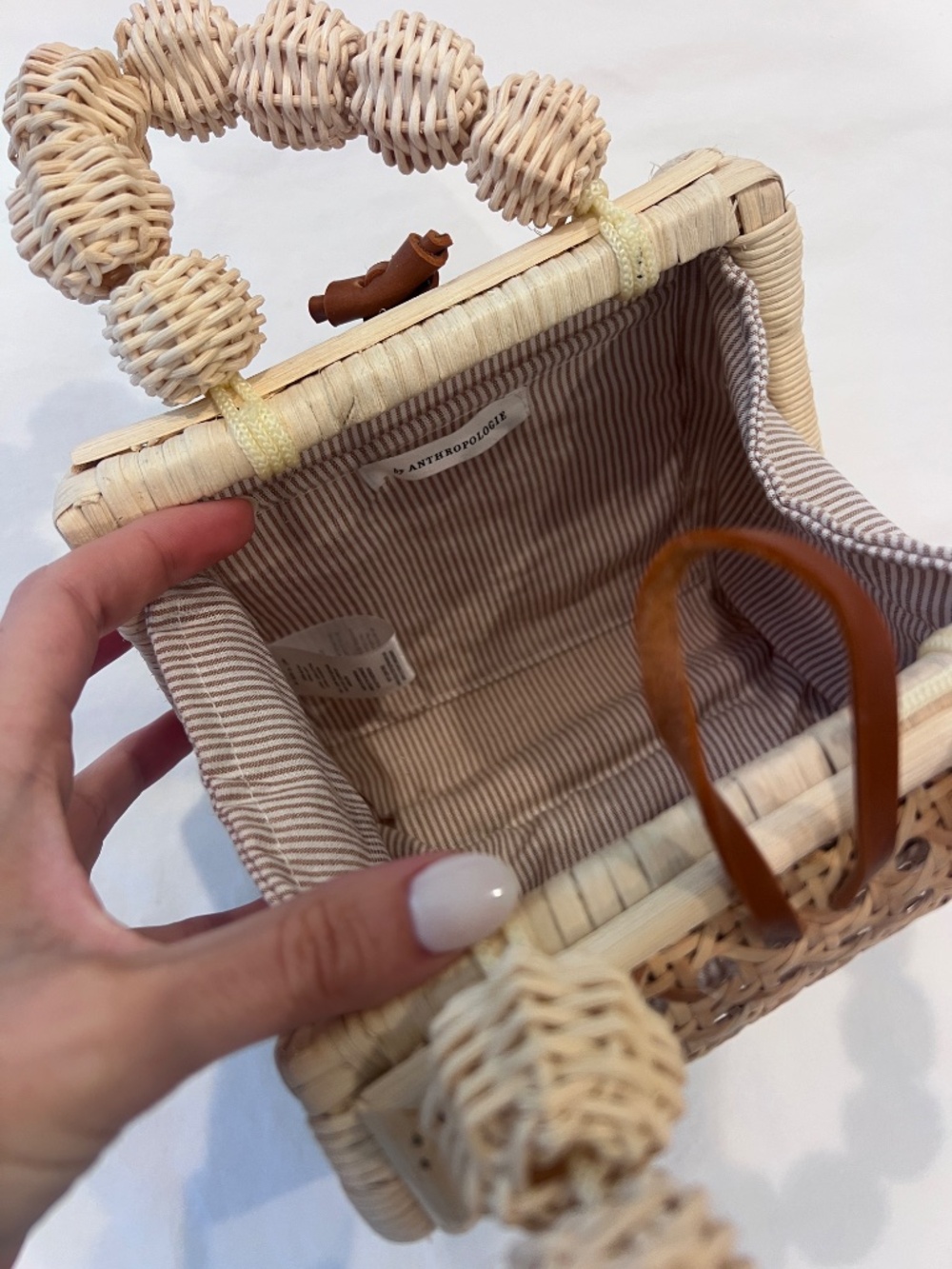 Anthropologie Top-Handle Rattan Bali Bag - Picture 5 of 5
